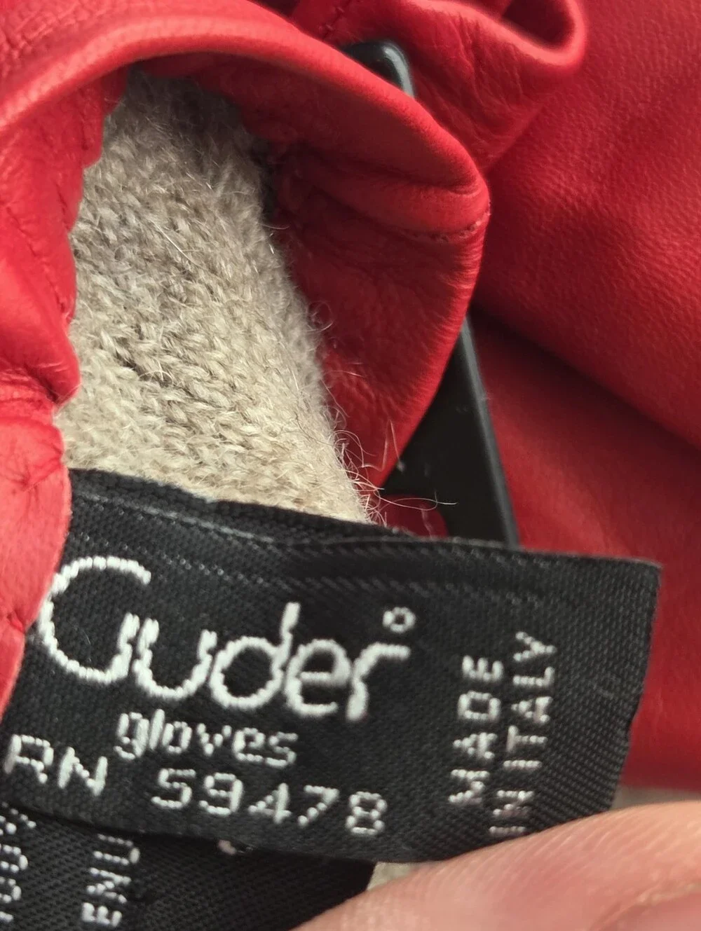 Italian Leather Cashmere Lined Red Quilted Leather Women's Gloves